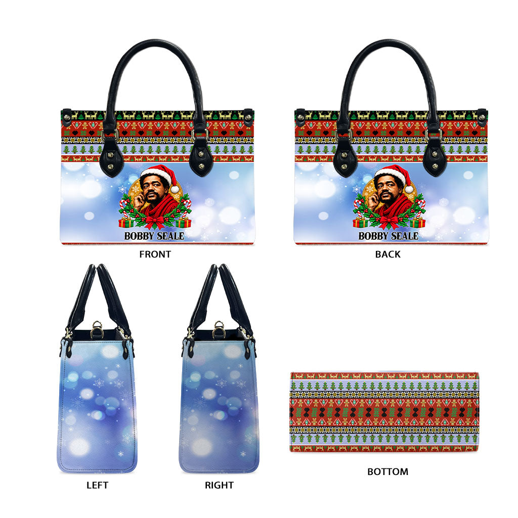 Bobby Seale Christmas Leather Bag Retro Ugly Christmas Pattern Festive Activist Portrait