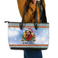 Bobby Seale Christmas Leather Tote Bag Retro Ugly Christmas Pattern Festive Activist Portrait