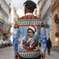 Bobby Seale Christmas Long Sleeve Button Shirt Retro Ugly Christmas Pattern Festive Activist Portrait