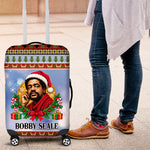 Bobby Seale Christmas Luggage Cover Retro Ugly Christmas Pattern Festive Activist Portrait