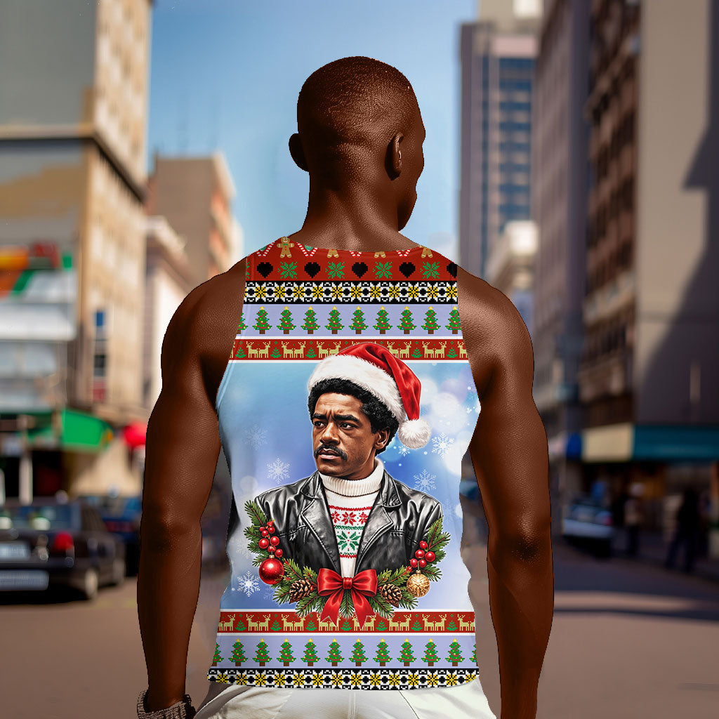 Bobby Seale Christmas Men Tank Top Retro Ugly Christmas Pattern Festive Activist Portrait