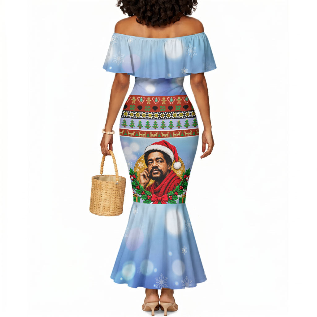 Bobby Seale Christmas Mermaid Dress Retro Ugly Christmas Pattern Festive Activist Portrait
