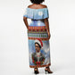 Bobby Seale Christmas Off Shoulder Maxi Dress Retro Ugly Christmas Pattern Festive Activist Portrait