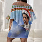 Bobby Seale Christmas Off Shoulder Short Dress Retro Ugly Christmas Pattern Festive Activist Portrait