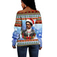 Bobby Seale Christmas Off Shoulder Sweater Retro Ugly Christmas Pattern Festive Activist Portrait