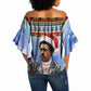 Bobby Seale Christmas Off Shoulder Wrap Waist Top Retro Ugly Christmas Pattern Festive Activist Portrait