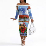 Bobby Seale Christmas Off The Shoulder Long Sleeve Dress Retro Ugly Christmas Pattern Festive Activist Portrait