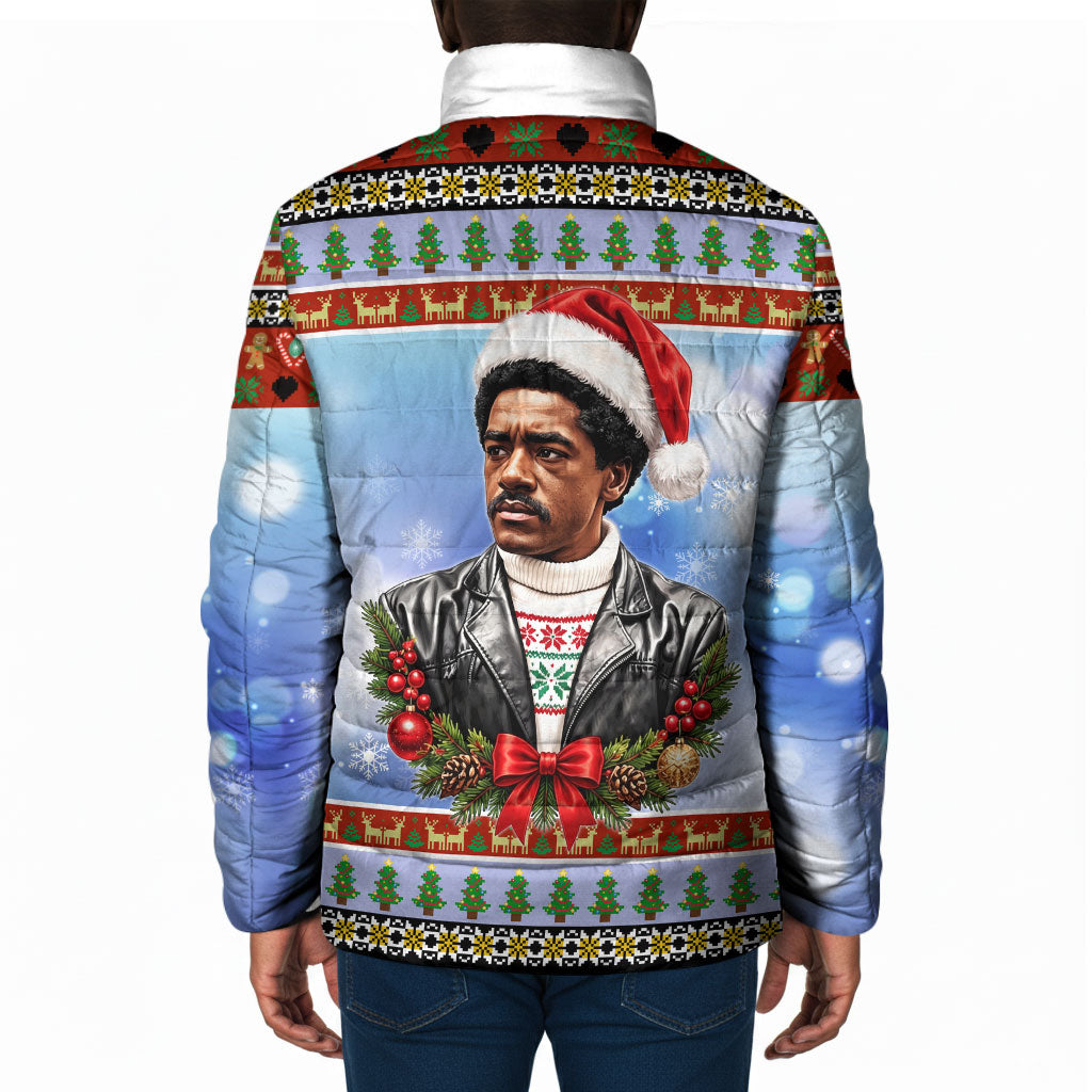 Bobby Seale Christmas Padded Jacket Retro Ugly Christmas Pattern Festive Activist Portrait