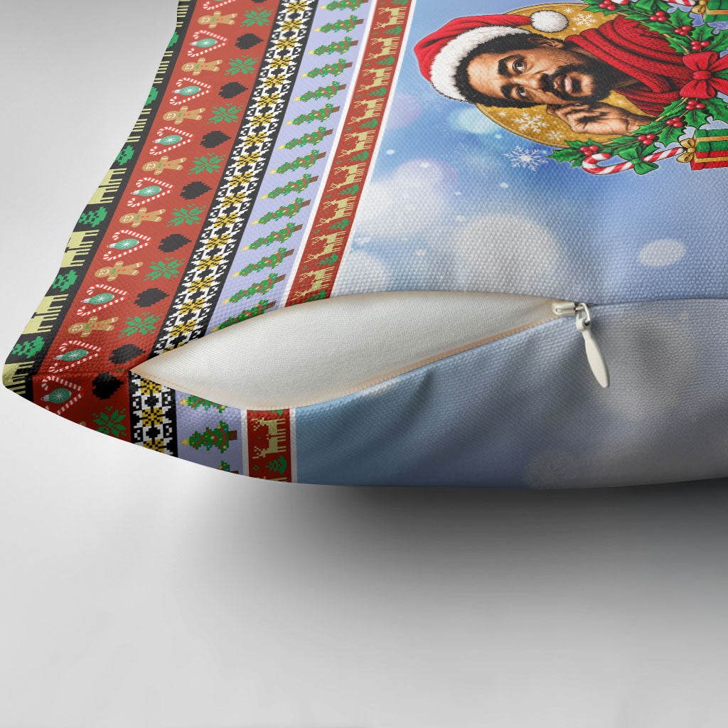 Bobby Seale Christmas Pillow Cover Retro Ugly Christmas Pattern Festive Activist Portrait