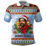 Bobby Seale Christmas Polo Shirt Retro Ugly Christmas Pattern Festive Activist Portrait
