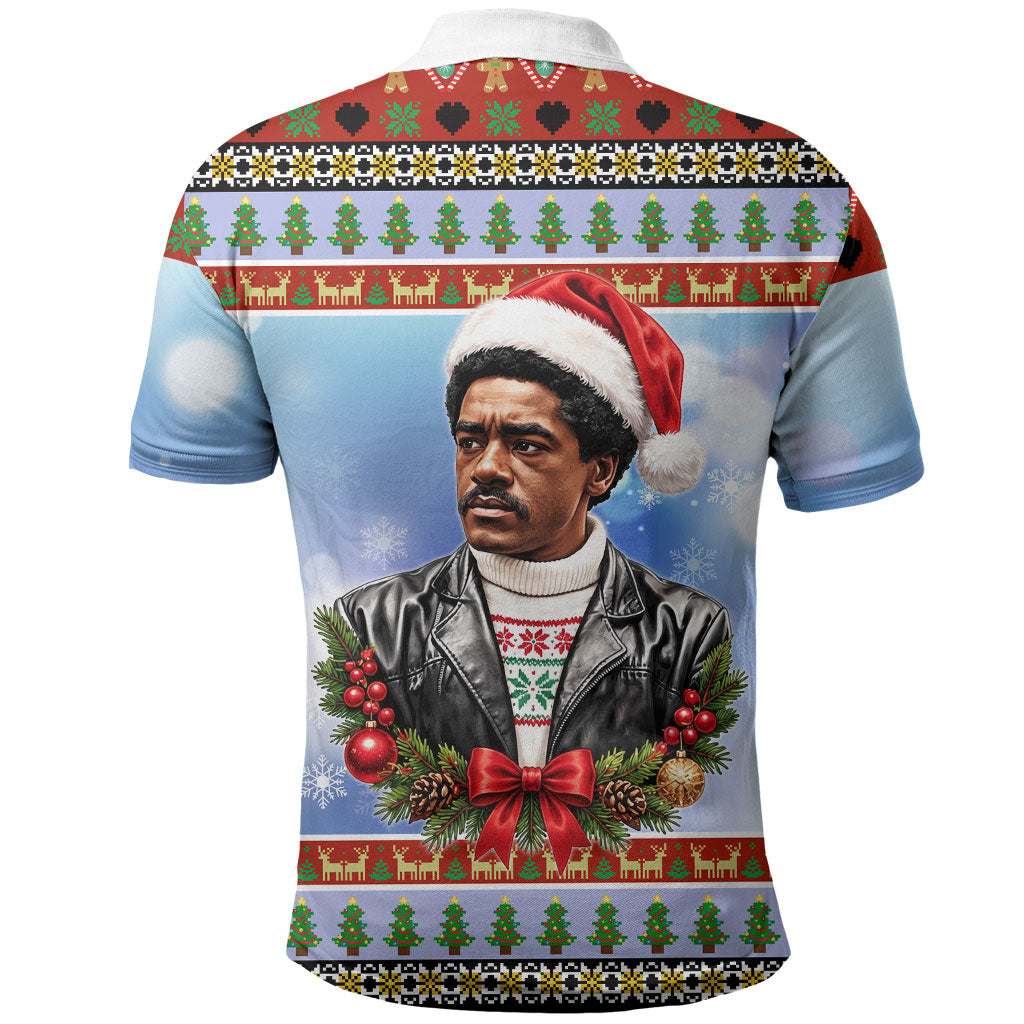 Bobby Seale Christmas Polo Shirt Retro Ugly Christmas Pattern Festive Activist Portrait