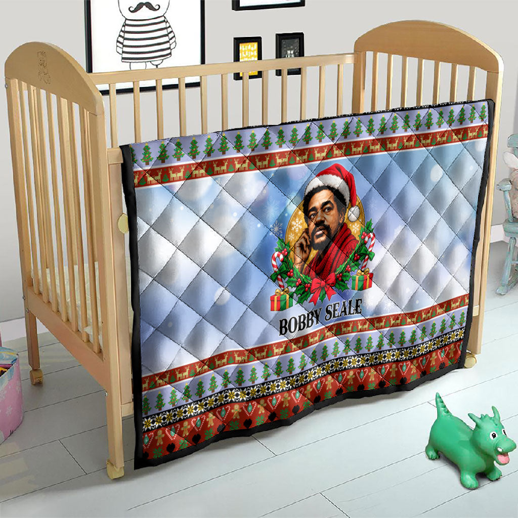 Bobby Seale Christmas Quilt Retro Ugly Christmas Pattern Festive Activist Portrait