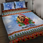 Bobby Seale Christmas Quilt Bed Set Retro Ugly Christmas Pattern Festive Activist Portrait