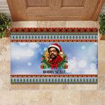 Bobby Seale Christmas Rubber Doormat Retro Ugly Christmas Pattern Festive Activist Portrait