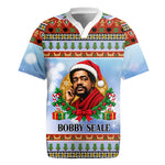 Bobby Seale Christmas Rugby Jersey Retro Ugly Christmas Pattern Festive Activist Portrait