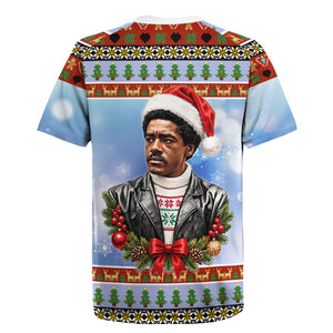Bobby Seale Christmas Rugby Jersey Retro Ugly Christmas Pattern Festive Activist Portrait