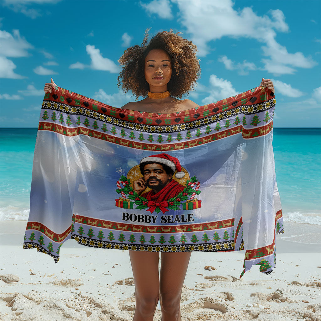 Bobby Seale Christmas Sarong Retro Ugly Christmas Pattern Festive Activist Portrait
