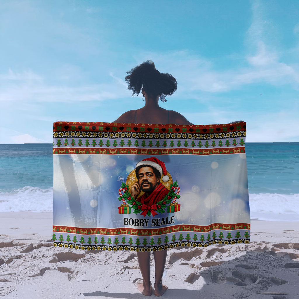 Bobby Seale Christmas Sarong Retro Ugly Christmas Pattern Festive Activist Portrait