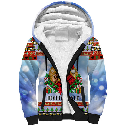 Bobby Seale Christmas Sherpa Hoodie Retro Ugly Christmas Pattern Festive Activist Portrait