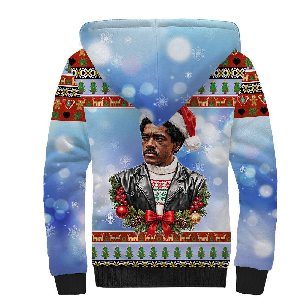Bobby Seale Christmas Sherpa Hoodie Retro Ugly Christmas Pattern Festive Activist Portrait