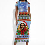 Bobby Seale Christmas Short Sleeve Bodycon Dress Retro Ugly Christmas Pattern Festive Activist Portrait