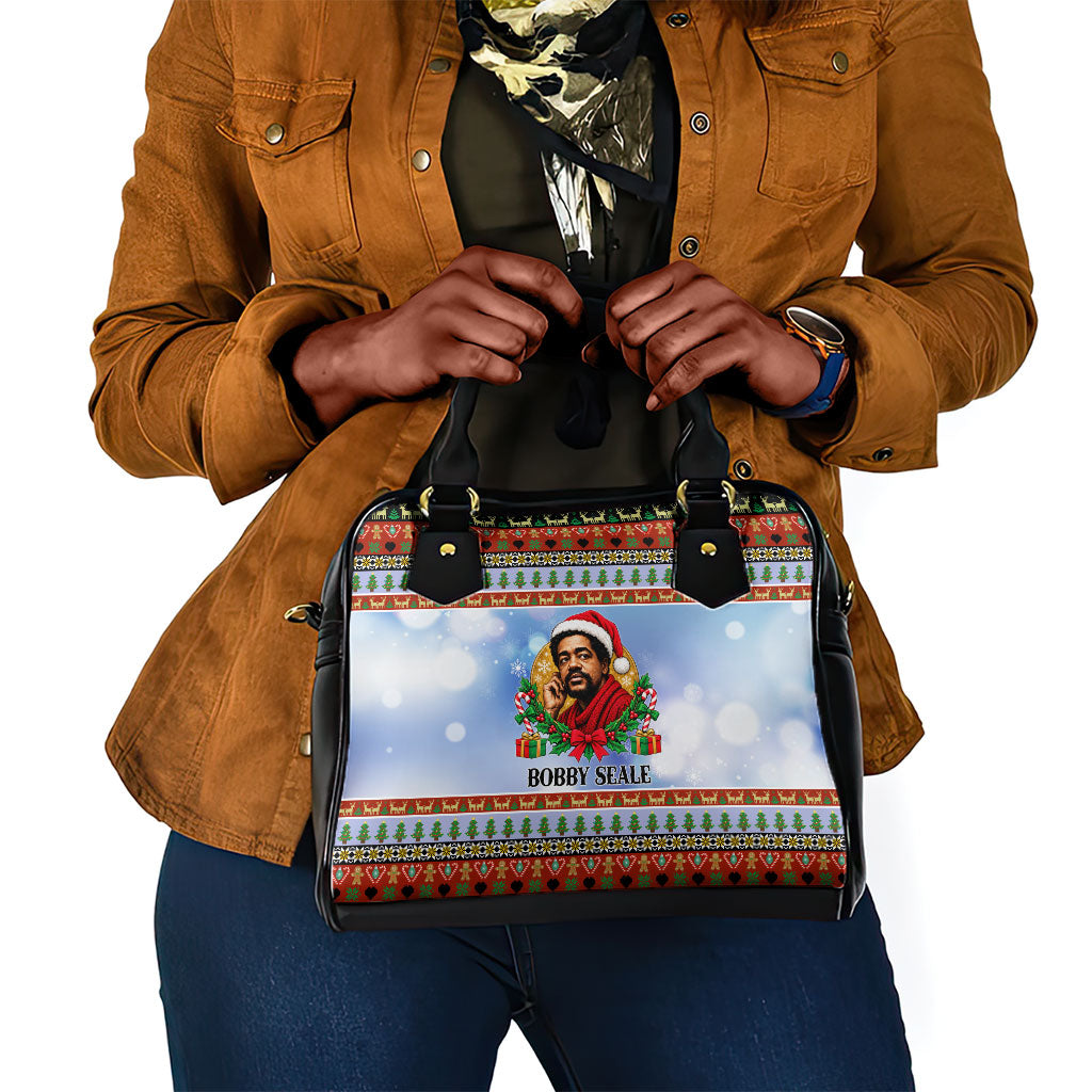 Bobby Seale Christmas Shoulder Handbag Retro Ugly Christmas Pattern Festive Activist Portrait