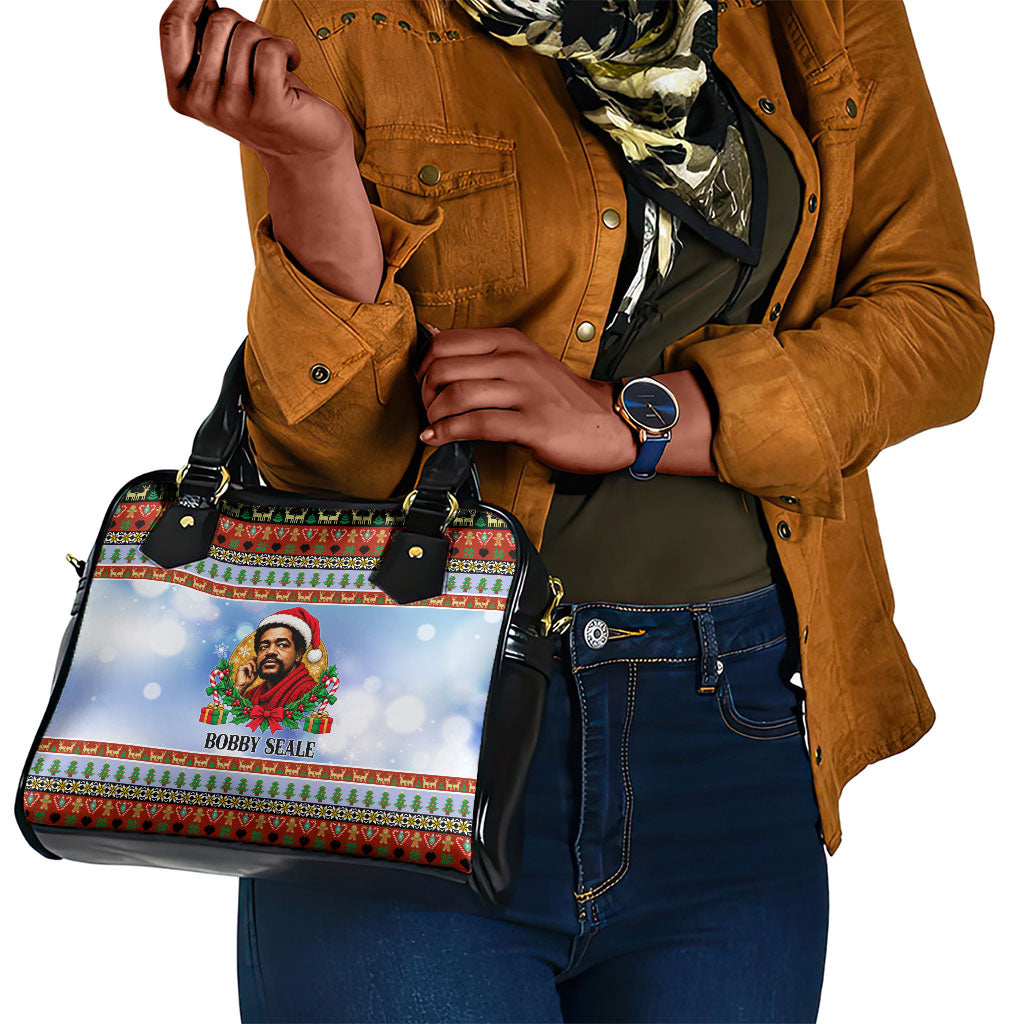 Bobby Seale Christmas Shoulder Handbag Retro Ugly Christmas Pattern Festive Activist Portrait