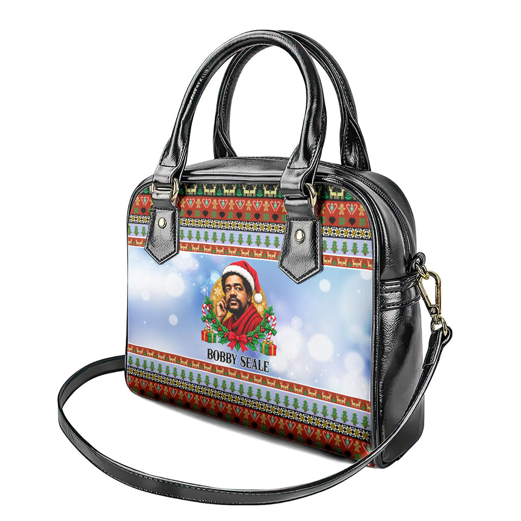 Bobby Seale Christmas Shoulder Handbag Retro Ugly Christmas Pattern Festive Activist Portrait