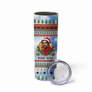Bobby Seale Christmas Skinny Tumbler Retro Ugly Christmas Pattern Festive Activist Portrait