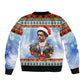Bobby Seale Christmas Sleeve Zip Bomber Jacket Retro Ugly Christmas Pattern Festive Activist Portrait