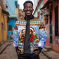 Bobby Seale Christmas Sleeve Zip Bomber Jacket Retro Ugly Christmas Pattern Festive Activist Portrait
