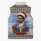 Bobby Seale Christmas Sleeveless Puffer Jacket Retro Ugly Christmas Pattern Festive Activist Portrait