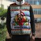 Bobby Seale Christmas Sleeveless Puffer Jacket Retro Ugly Christmas Pattern Festive Activist Portrait