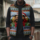 Bobby Seale Christmas Sleeveless Puffer Jacket Retro Ugly Christmas Pattern Festive Activist Portrait