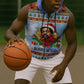 Bobby Seale Christmas Sleeveless Zip Hoodie Retro Ugly Christmas Pattern Festive Activist Portrait
