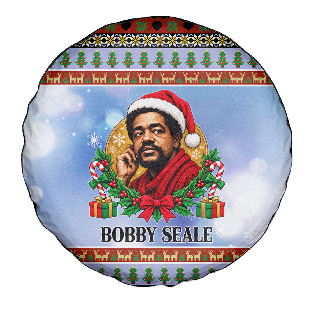 Bobby Seale Christmas Spare Tire Cover Retro Ugly Christmas Pattern Festive Activist Portrait