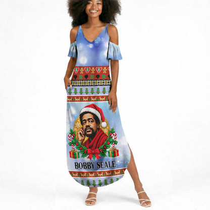 Bobby Seale Christmas Summer Maxi Dress Retro Ugly Christmas Pattern Festive Activist Portrait