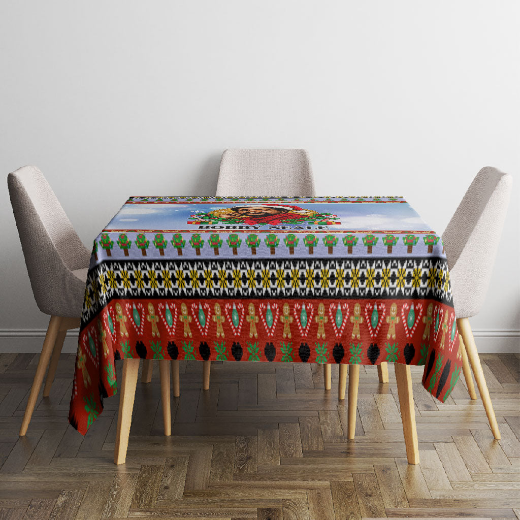 Bobby Seale Christmas Tablecloth Retro Ugly Christmas Pattern Festive Activist Portrait