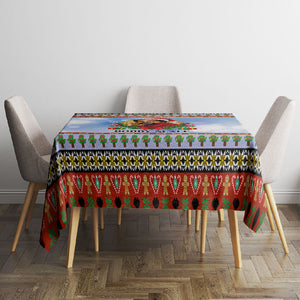 Bobby Seale Christmas Tablecloth Retro Ugly Christmas Pattern Festive Activist Portrait
