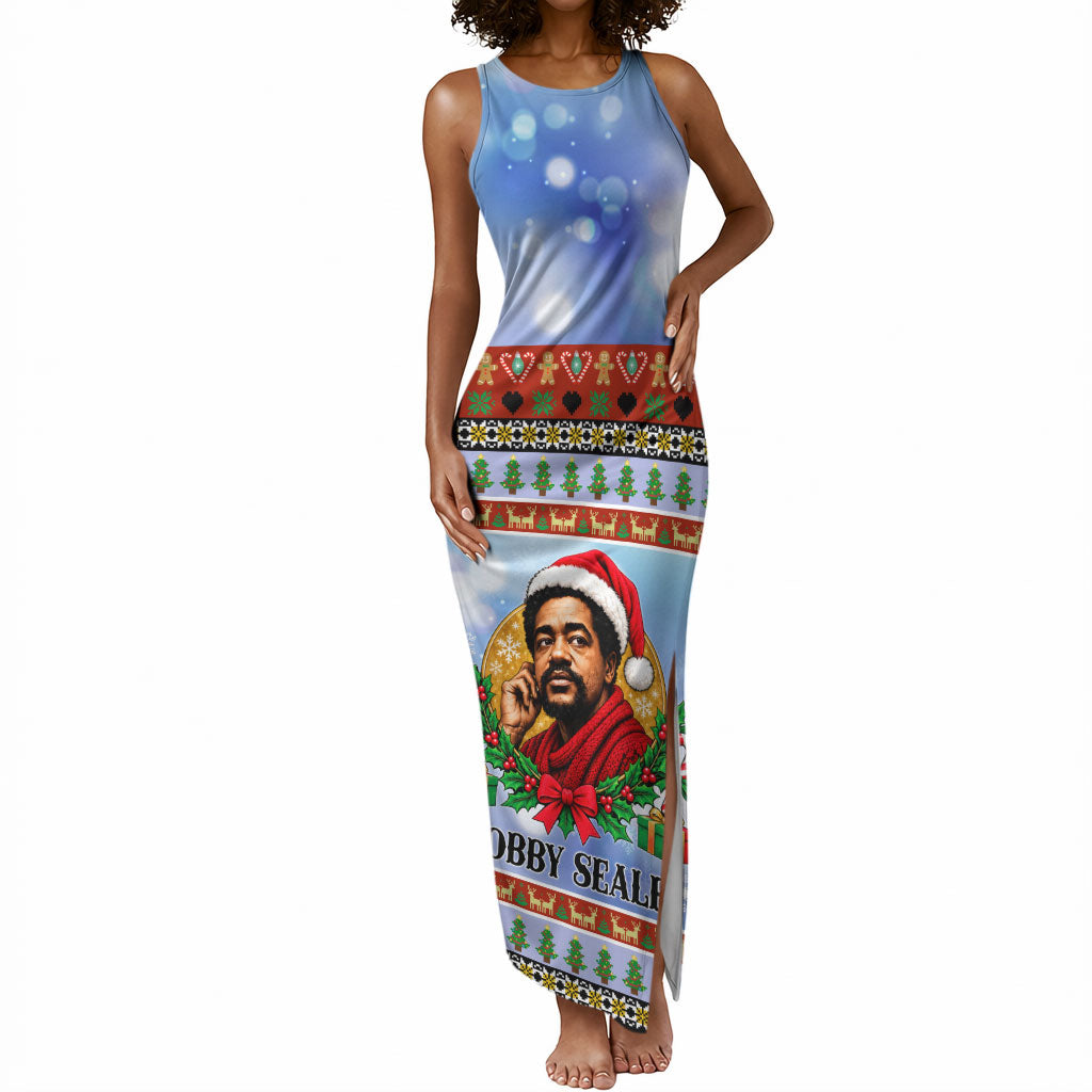 Bobby Seale Christmas Tank Maxi Dress Retro Ugly Christmas Pattern Festive Activist Portrait