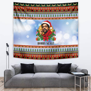 Bobby Seale Christmas Tapestry Retro Ugly Christmas Pattern Festive Activist Portrait