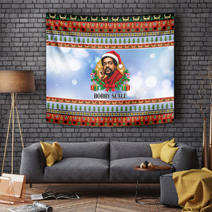 Bobby Seale Christmas Tapestry Retro Ugly Christmas Pattern Festive Activist Portrait