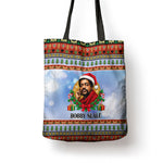 Bobby Seale Christmas Tote Bag Retro Ugly Christmas Pattern Festive Activist Portrait