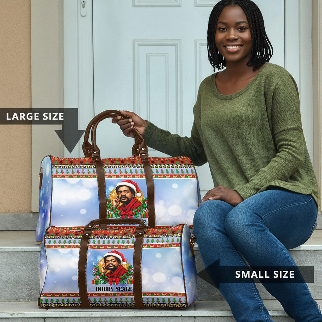 Bobby Seale Christmas Travel Bag Retro Ugly Christmas Pattern Festive Activist Portrait