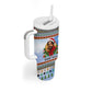 Bobby Seale Christmas Tumbler With Handle Retro Ugly Christmas Pattern Festive Activist Portrait