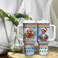 Bobby Seale Christmas Tumbler With Handle Retro Ugly Christmas Pattern Festive Activist Portrait