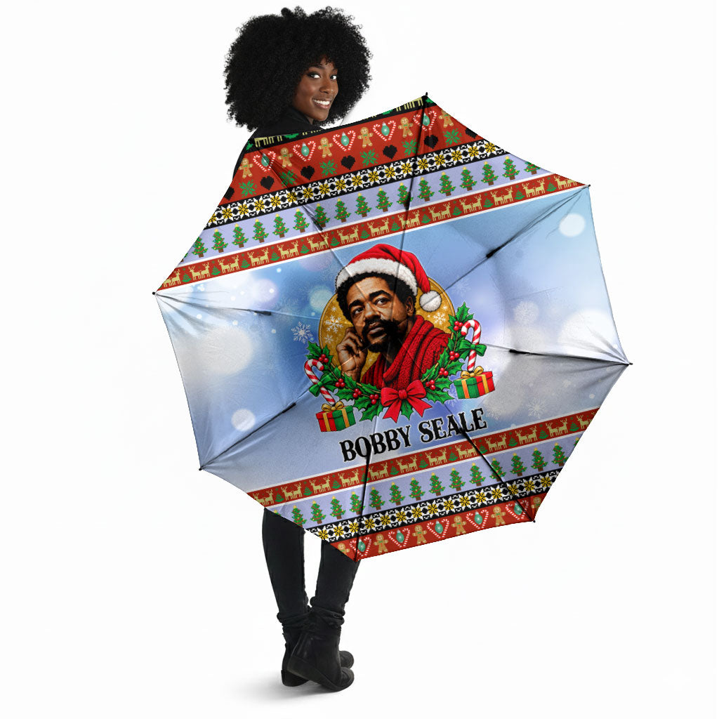 Bobby Seale Christmas Umbrella Retro Ugly Christmas Pattern Festive Activist Portrait
