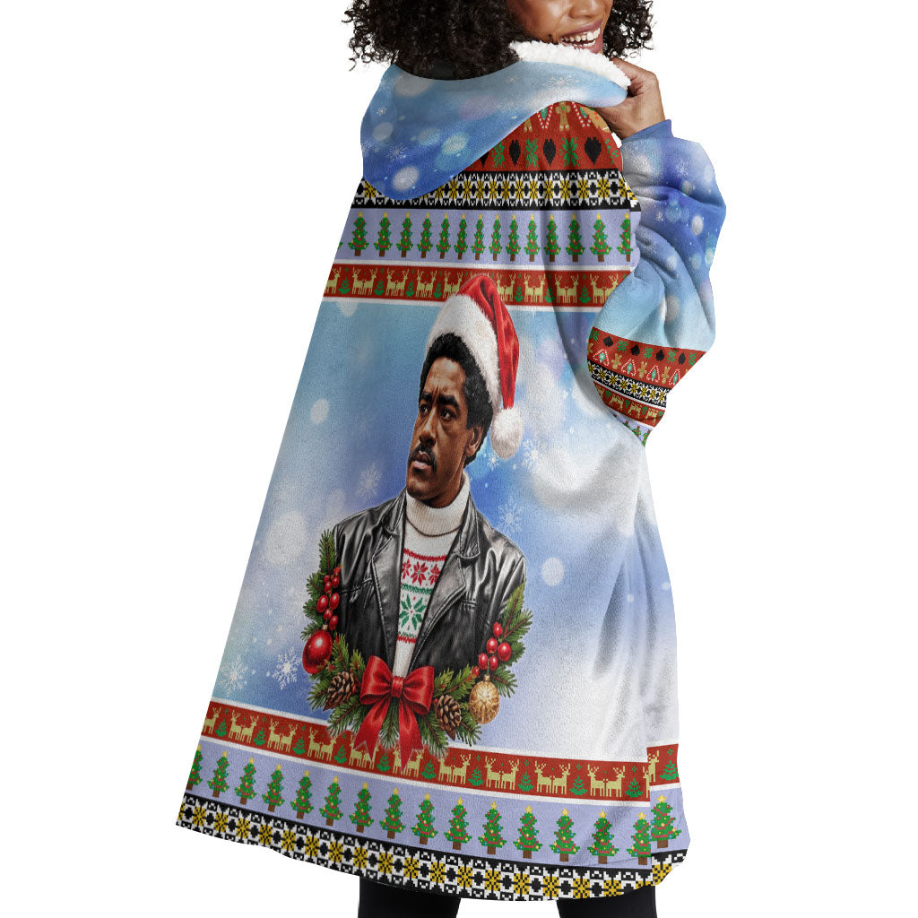 Bobby Seale Christmas Wearable Blanket Hoodie Retro Ugly Christmas Pattern Festive Activist Portrait