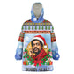 Bobby Seale Christmas Wearable Blanket Hoodie Retro Ugly Christmas Pattern Festive Activist Portrait