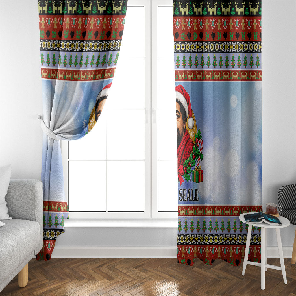 Bobby Seale Christmas Window Curtain Retro Ugly Christmas Pattern Festive Activist Portrait